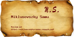 Miklusovszky Samu névjegykártya